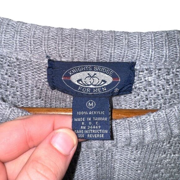 Gray Knights Bridge Chunky Knit Crewneck Sweater Size M - Picture 2 of 6